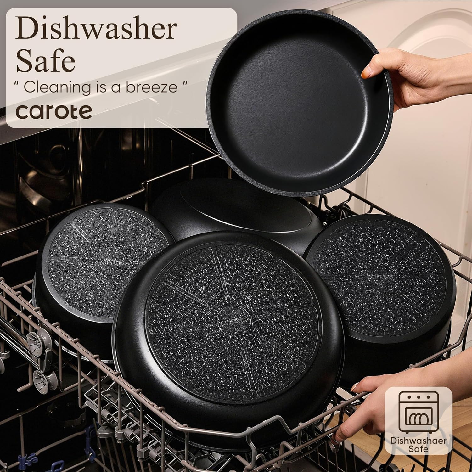 CAROTE 19pcs Pots and Pans Non Stick, Cookware Sets Detachable Handle, Induction Kitchen Pots and Pans,NonStick Cooking Set, Oven/Dishwasher/Fridge Safe, Space Saving