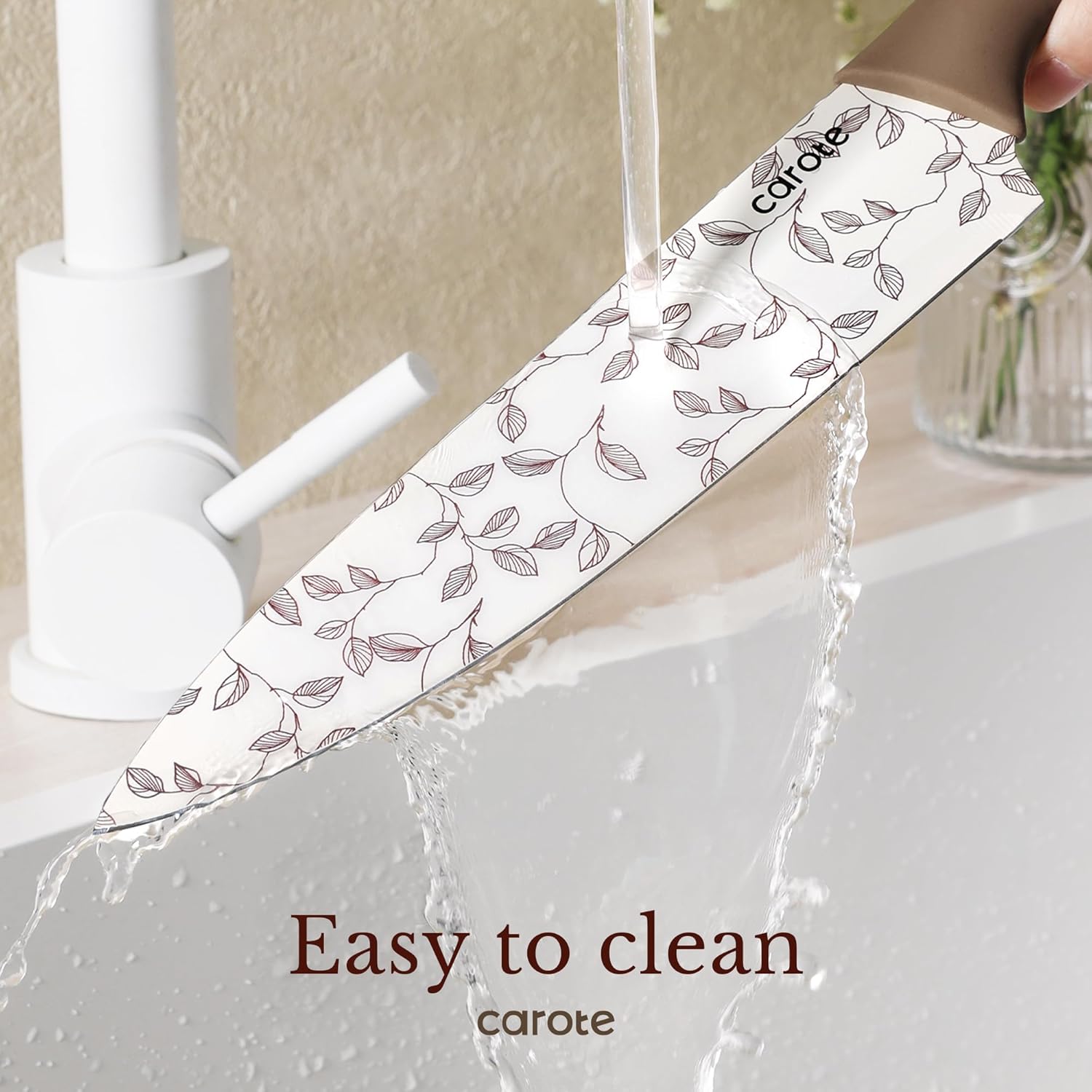 CAROTE 19pcs Pots and Pans Set Non Stick, Nonstick Cookware Set Detachable Handle, Induction Kitchen Cooking Sets with Removable Handle, RV Kitchen, Oven Safe, Taupe