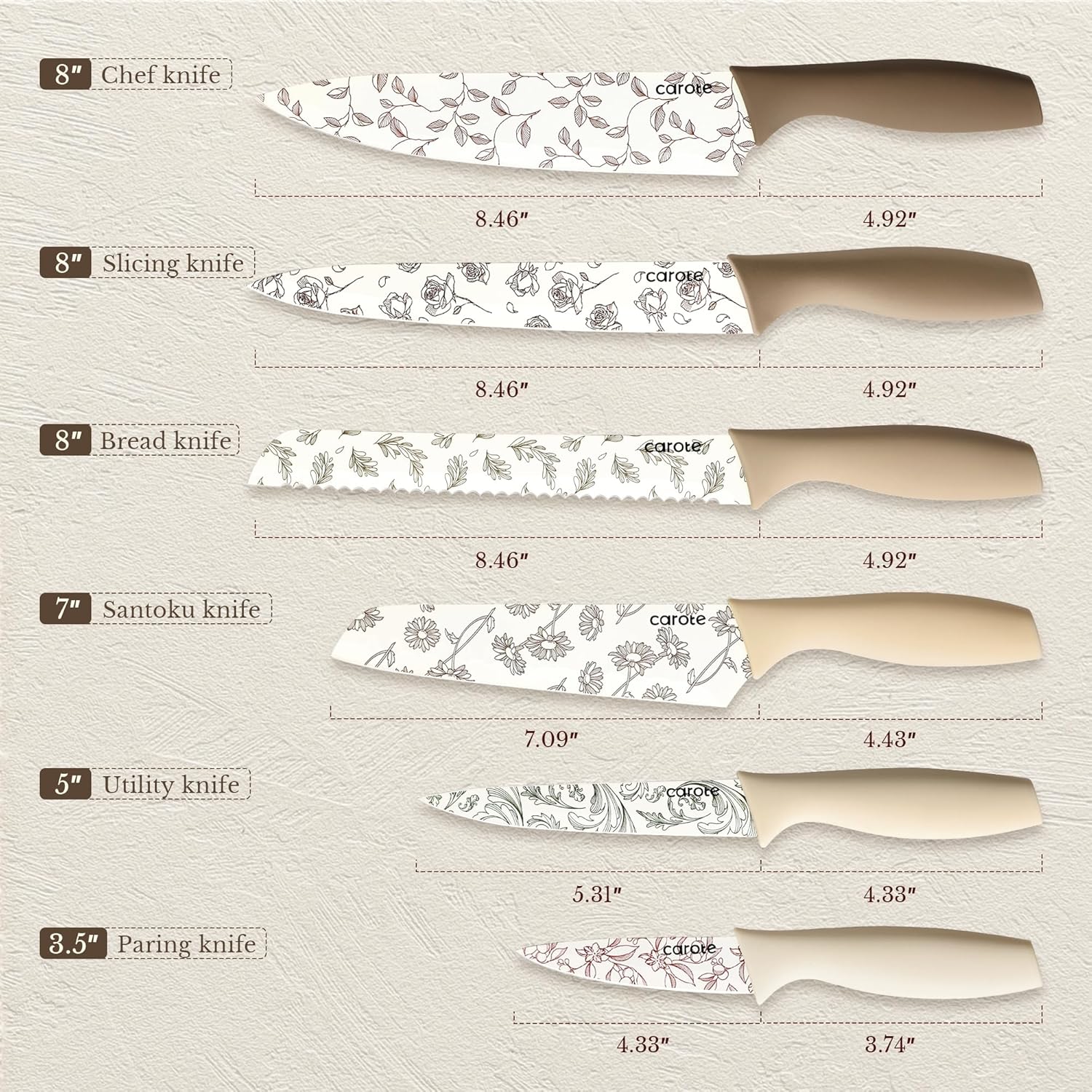 CAROTE 19pcs Pots and Pans Set Non Stick, Nonstick Cookware Set Detachable Handle, Induction Kitchen Cooking Sets with Removable Handle, RV Kitchen, Oven Safe, Taupe