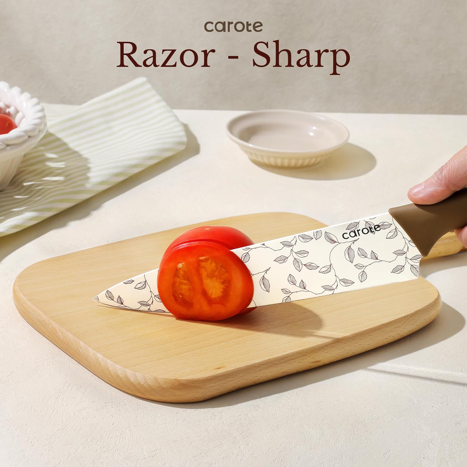 CAROTE 19pcs Pots and Pans Set Non Stick, Nonstick Cookware Set Detachable Handle, Induction Kitchen Cooking Sets with Removable Handle, RV Kitchen, Oven Safe, Taupe