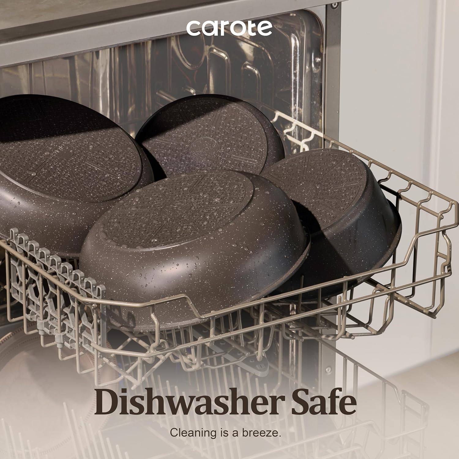 CAROTE 17PCS Pots and Pans Set Non Stick with Detachable Handle, Nonstick Cookware Sets, Cooking Kitchen Set, Oven/Dishwasher Safe, Induction Cookware, Brown, RV Kitchen Pot and Pan